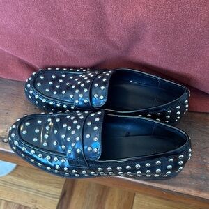 Zara black stud loafers